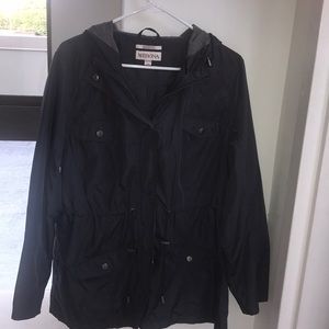 Grey hooded rain jacket lined XXL